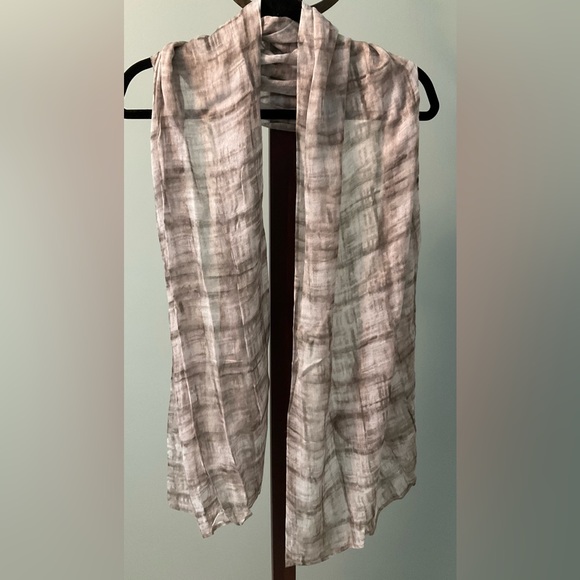 Chico's Neutral Colored Plaid Wool Blend Scarf 23 x 72" NWT - Picture 3 of 8